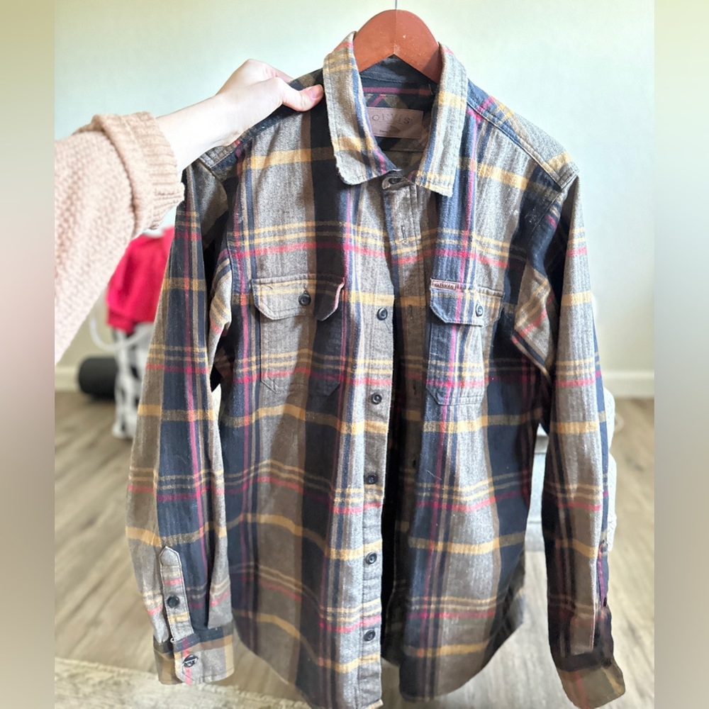 Brown Orvis men heavy weight flannel shirt
